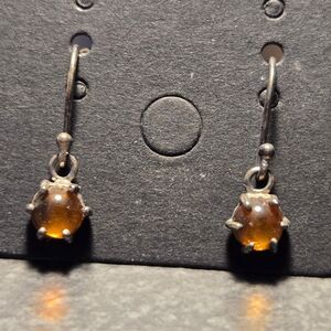 Dainty Orange Dangly Sterling Silver Earrings